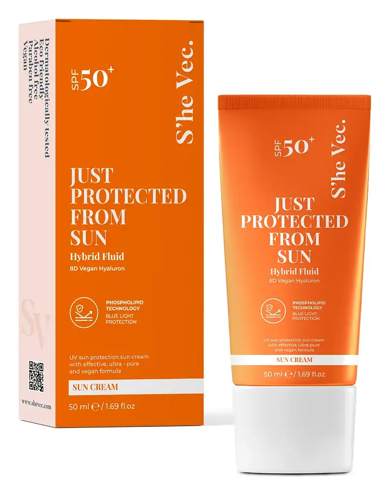 S'he vec Just Protected From Sun Hybrid Fluid Sun Cream SPF 50+
