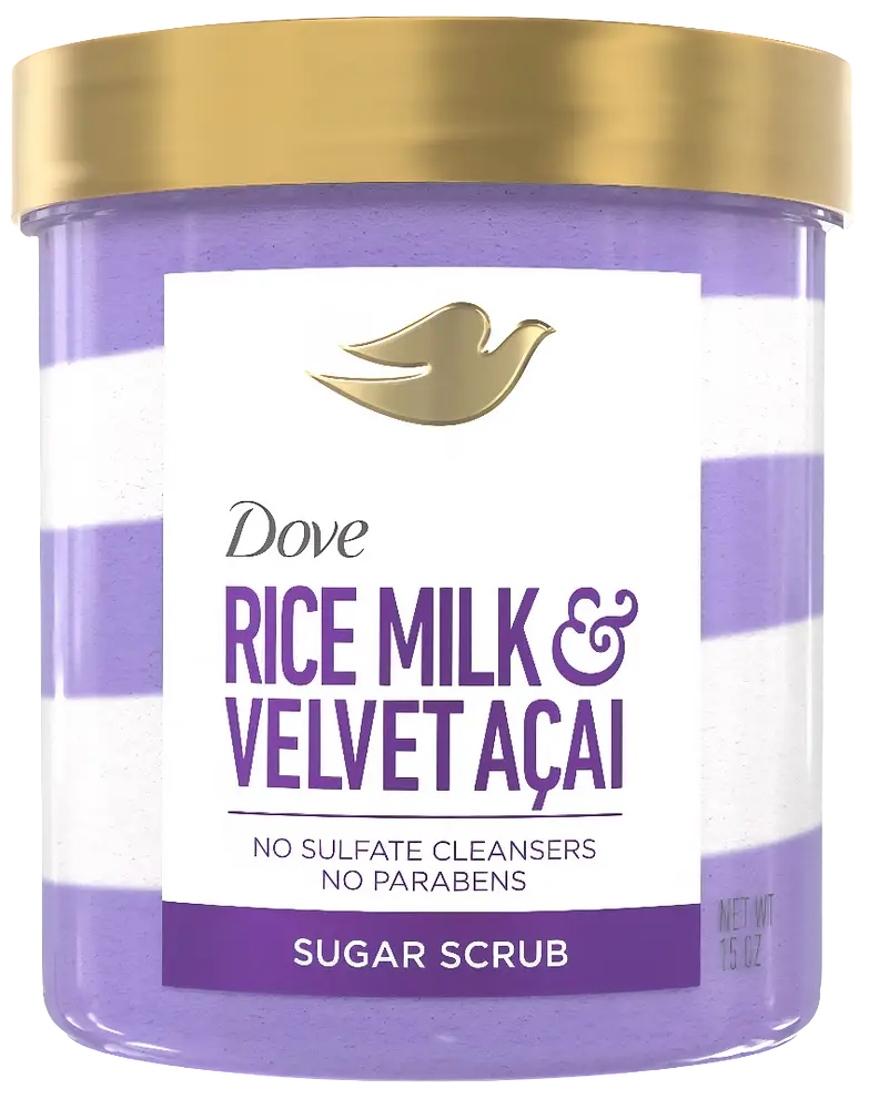 Dove Sugar Scrub Rice Milk & Velvet Açai