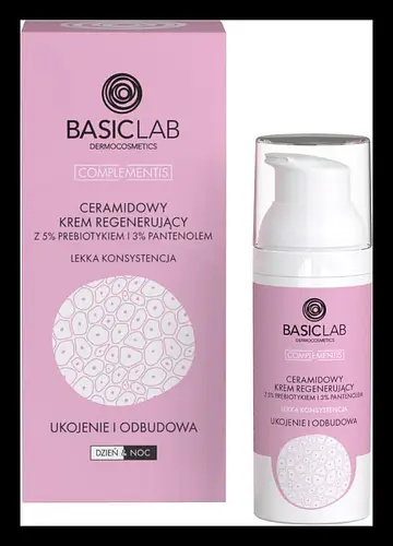 BasicLab Ceramidowy Krem Regenerujący Z 5% Prebiotykiem i 3% Pantenolem "Ukojenie i Odbudowa"