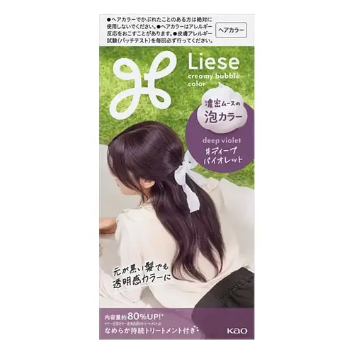 Kao Liese Creamy Bubble Hair Color For Black Hair Deep Violet