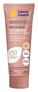 Cancer Council Face Day Wear CC Cream Mineral Zinc Oxide SPF 50 Light Tint