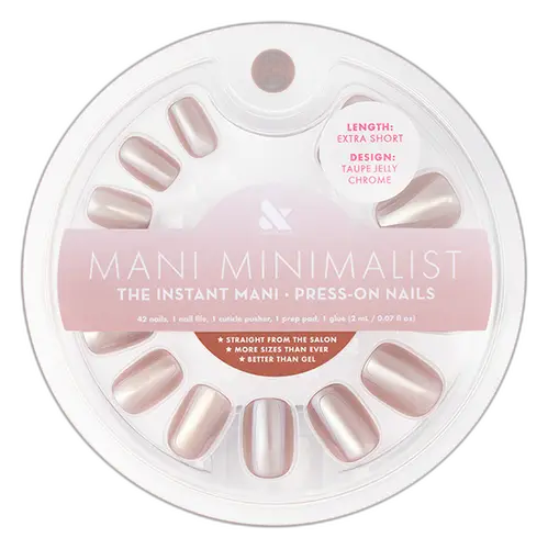 Olive & June Glue Press-Ons Extra Short Taupe Jelly Chrome