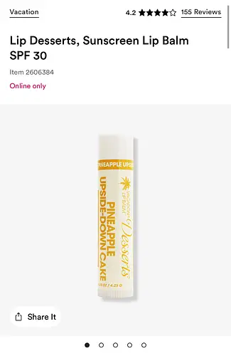 Vacation SPF 30 Lip Balm Sunscreen Pineapple Upside-Down Cake