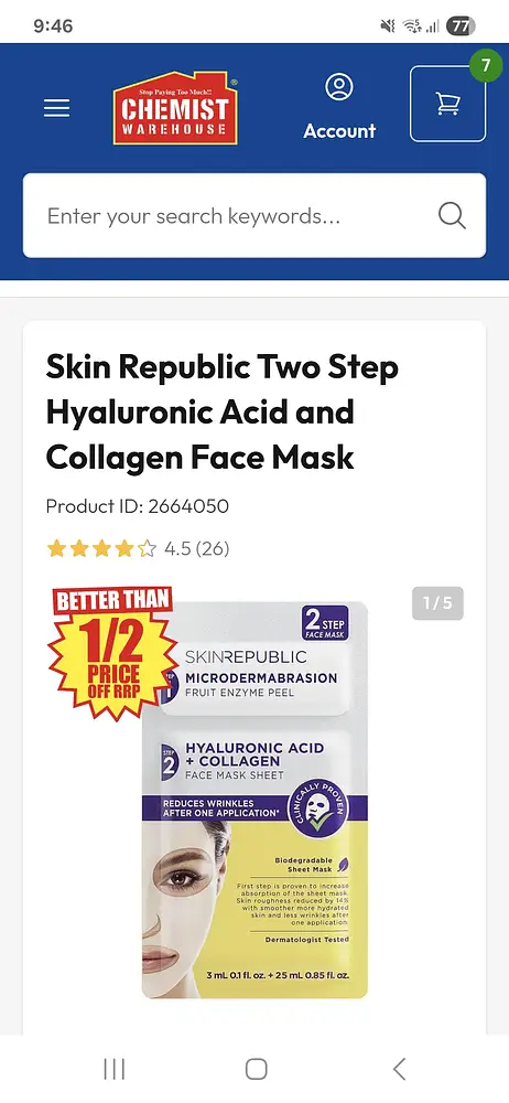 Skin Republic Two Step Hyaluronic Acid and Collagen Face Mask