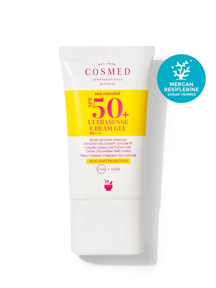Cosmed Ultrasense Cream Gel Hassas ve Kızarıklığa Eğilimli Ciltler için Yatıştırıcı, Sakinleştirici Yüz Güneş Kremi - Yeni Nesil Filtreler 40 ml