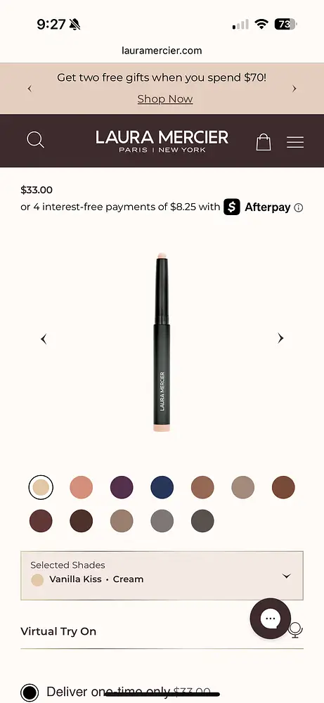 Laura Mercier Caviar Stick Eye Shadow Matte Vanilla Kiss