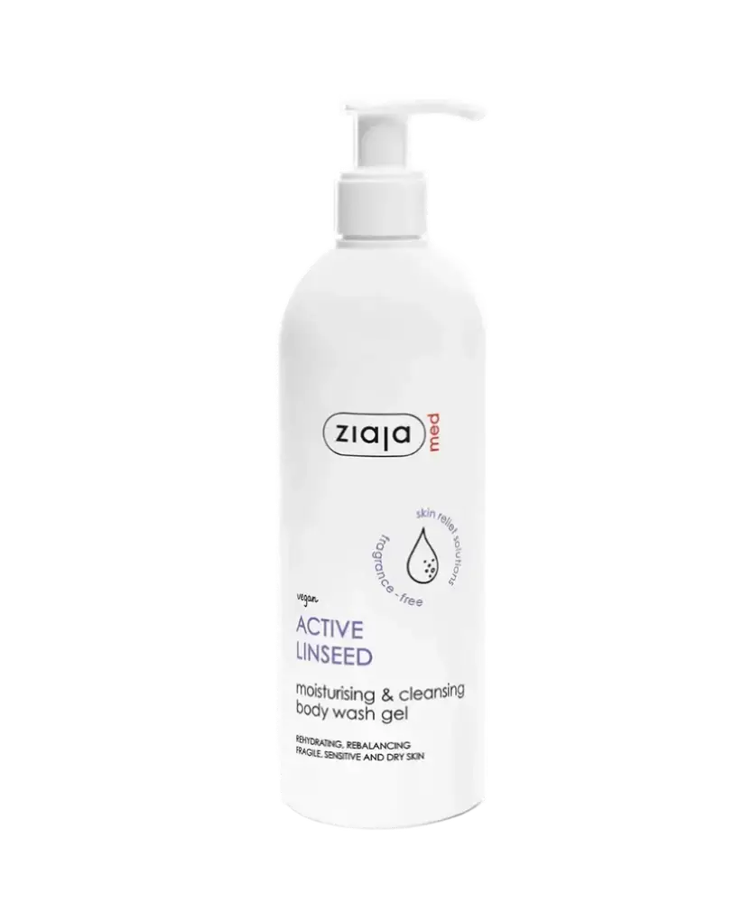 Ziaja Med Active Linseed Moisturising & Cleansing Body Wash Gel