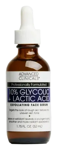 Advanced Clinicals 10% Glycolic Acid + Lactic Acid  Exfoliating Face Serum
