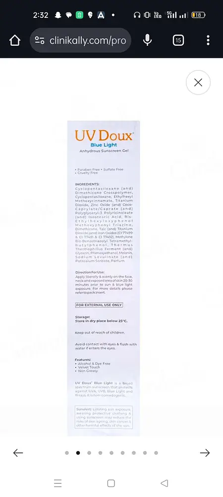 UV Doux Blue light sunscreen