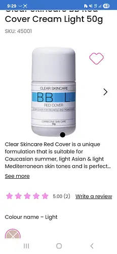 Clear Skincare BB red cover cream