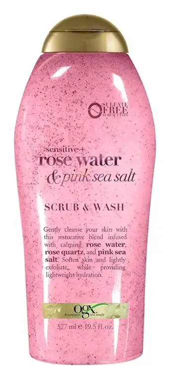 OGX Beauty Sensitive + Rose Water & Pink Sea Salt Body Scrub & Body Wash