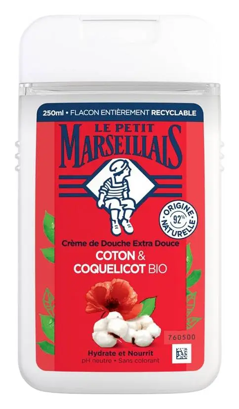 Le Petit Marseillais Extra Gentle Shower Cream Milk Cotton and Red Poppy