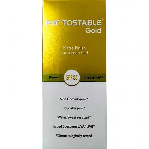 Sun Pharma Photostable Gold Matte Finish Sunscreen Gel Spf 55 Pa+++