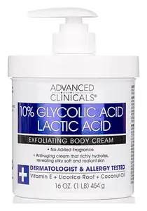 Advanced Clinicals 10% Glycolic Acid + Lactic Acid Exfoliating Body Cream
