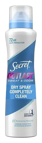 Secret Outlast Dry Spray Antiperspirant Deodorant Completely Clean