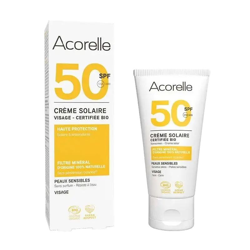 Acorelle Crème Solaire Visage SPF 50 Certifiée Bio