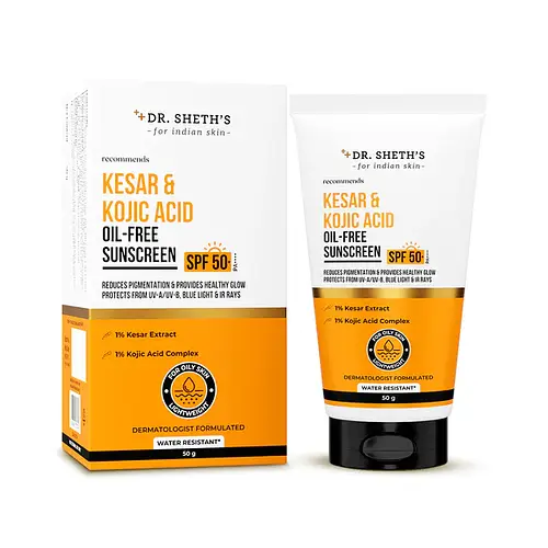 Dr. Sheth's Kesar And Kojic Acid Oil-Free Sunscreen SPF 50+