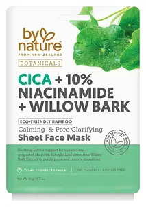 By Nature Cica + 10% Niacinamide + Willow Bark Calming & Pore Clarifying Sheet Mask