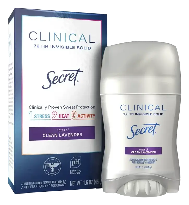 Secret Clinical Strength Invisible Solid Antiperspirant Deodorant Clean Lavender