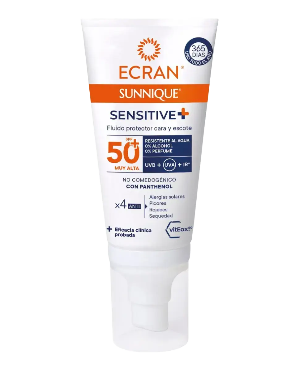 Ecran Sunnique Sensitive+ Fluido Protector Cara Y Escote SPF 50+