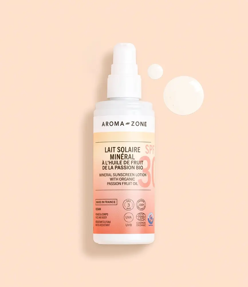 Aroma-Zone Mineral Sunscreen Lotion with organic passion fruit oil