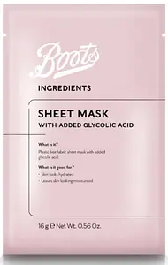 Boots Ingredients Sheet Mask With Added Glycolic Acid