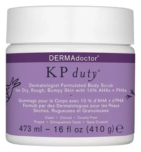 KP Duty Body Scrub Exfoliant for Keratosis Pilaris & Dry, Rough, Bumpy Skin with 10% AHAs + PHAs