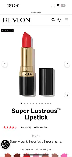 Revlon Super Lustrous Lipstick Cream Love that red
