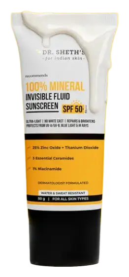 Dr. Sheth's 100% Mineral Invisible Fluid Sunscreen SPF 50+