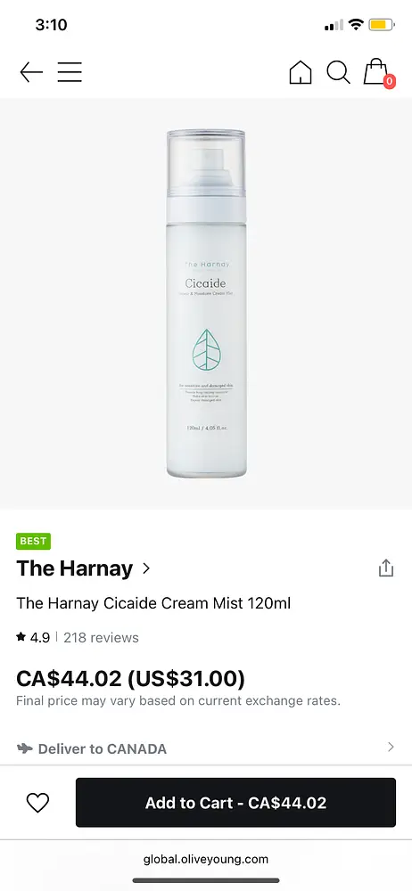 The Harnay The Harnay Cicaide Cream Mist 120ml