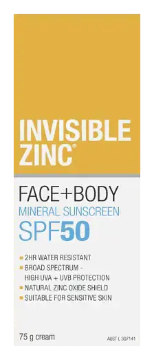 Invisible Zinc Face + Body Mineral Sunscreen SPF 50