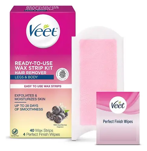 Veet Ready-To-Use Wax Strip Kit Hair Remover