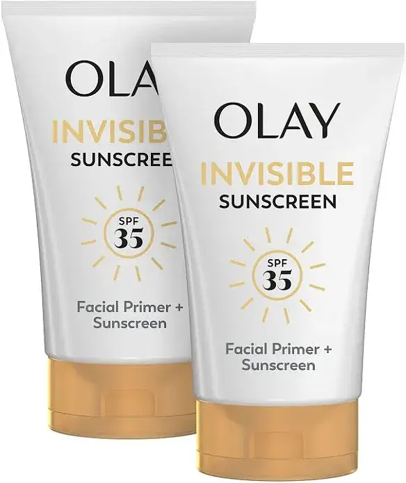 Olay Olay Invisible Sunscreen, SPF 35, 100% Invisible Facial Sunscreen and Makeup Primer - Fragrance-Free, Weightless, No White Cast Broad Spectrum Sun Protection with Vitamin C & E, Aloe Vera, 1.7 Oz