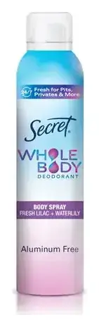 Secret Whole Body Aluminum Free Deodorant Spray Fresh Lilac & Waterlily