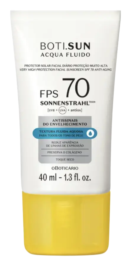 O Boticário Protetor Solar Facial Antissinais FPS70 BOTI.SUN Acqua Fluido