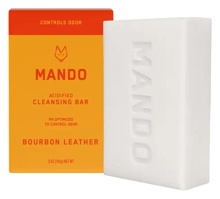 Mando 4-In-1 Acidified Cleansing Bar Bourbon Leather