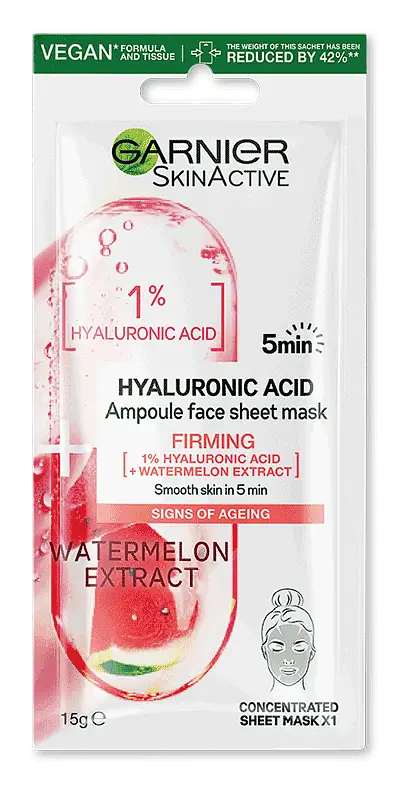 Garnier 1% Hyaluronic Acid + Watermelon Firming Ampoule Sheet Mask
