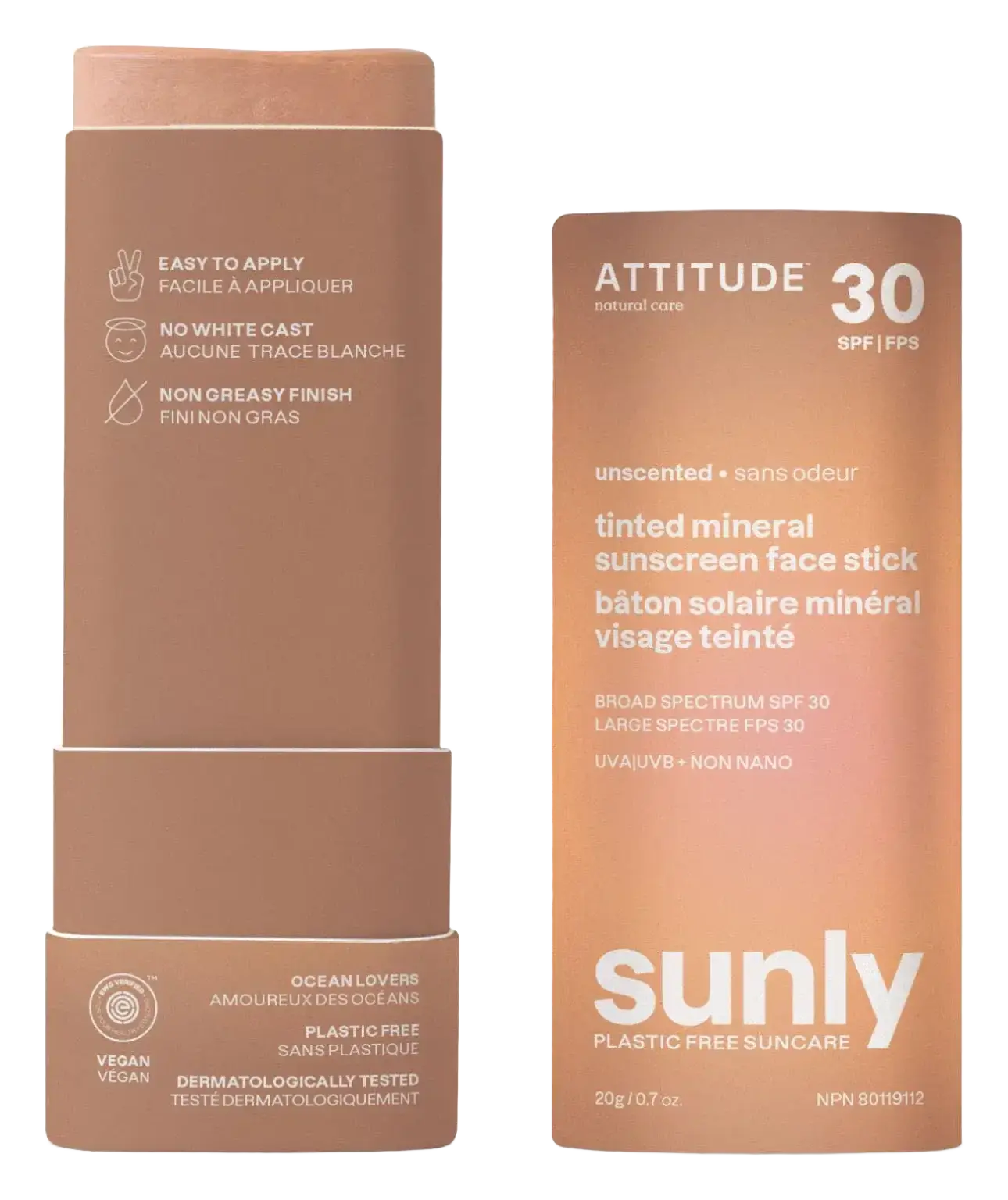 ATTITUDE Sunly Tinted Mineral Sunscreen Face Stick SPF 30