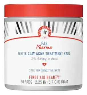 First Aid Beauty FAB Pharma White Clay Acne Treatment Pads 2% Salicylic Acid