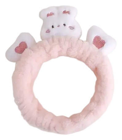 Hekki Animal Coral Fleece Face Wash Headband White Rabbit - Pink