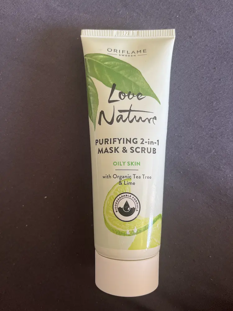 Oriflame Love Nature Purifying 2-in-1 Mask & Scrub Oily Skin with Organic Tea Tree & Lime