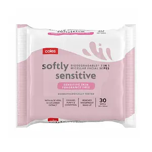 Coles Biodegradable 3 In 1 Micellar Facial Wipes Softly Sensitive