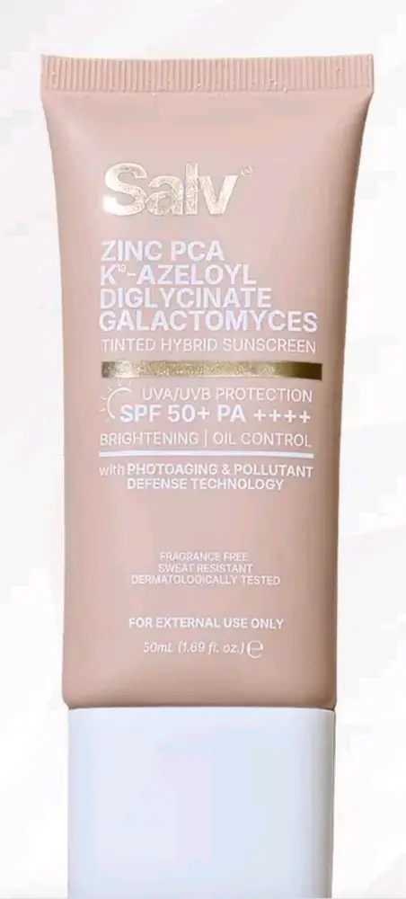 Salv Laboratories Zinc PCA + K19 - Azeloyl Diglycinate + Galactomyces 3 in 1 Tinted Hybrid Sunscreen SPF 50+ PA++++
