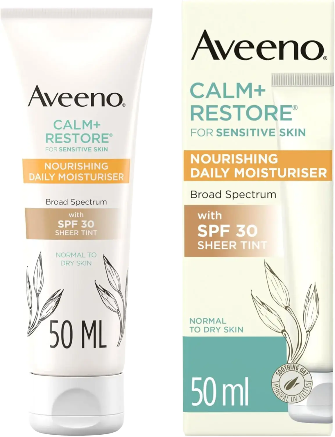 Aveeno Calm+Restore Nourishing Daily Moisturiser SPF 30 With Sheer Tint UK
