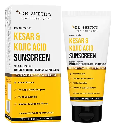 Dr. Sheth's Kesar And Kojic Acid Sunscreen SPF 50+