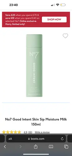 No7 GOOD INTENT Skin Sip Moisture Milk