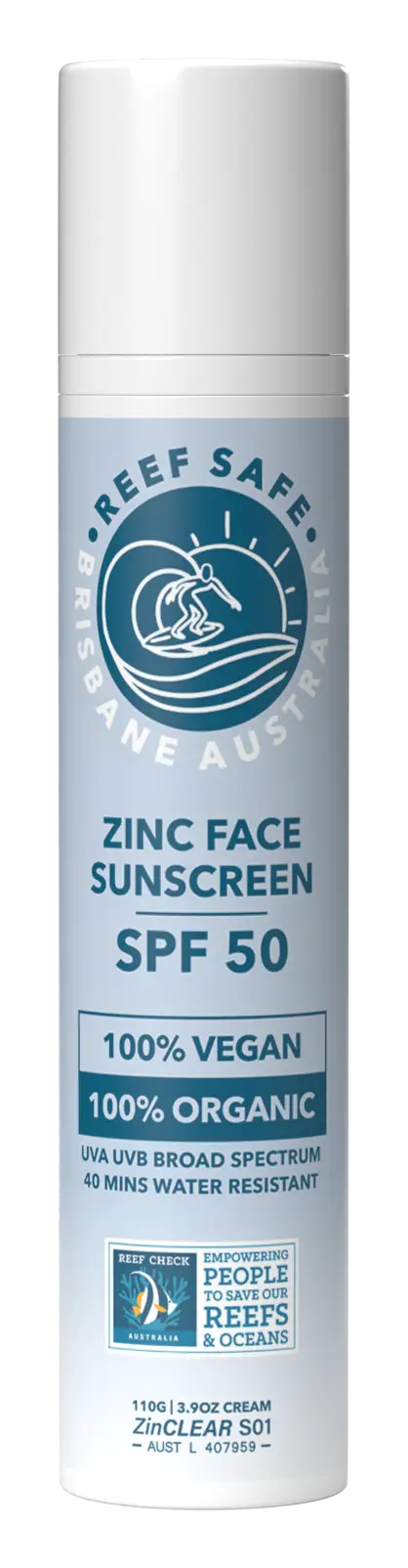 Reef Safe Zinc Face Sunscreen SPF 50 Clear