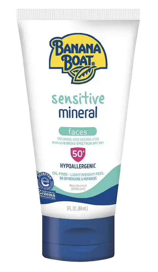 Banana Boat Sensitive 100% Mineral Face Sunscreen Lotion SPF 50+
