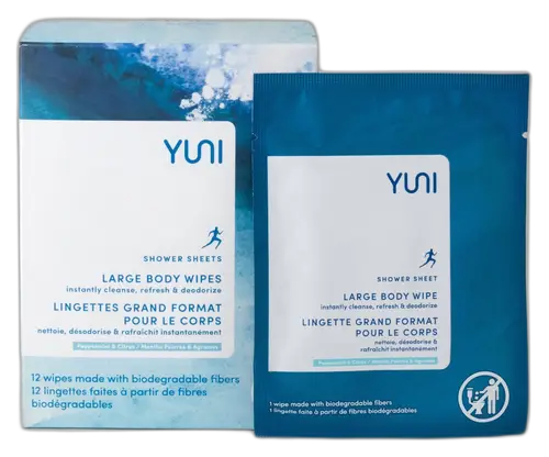Yuni Beauty Shower Sheets Large Body Wipes Peppermint Citrus