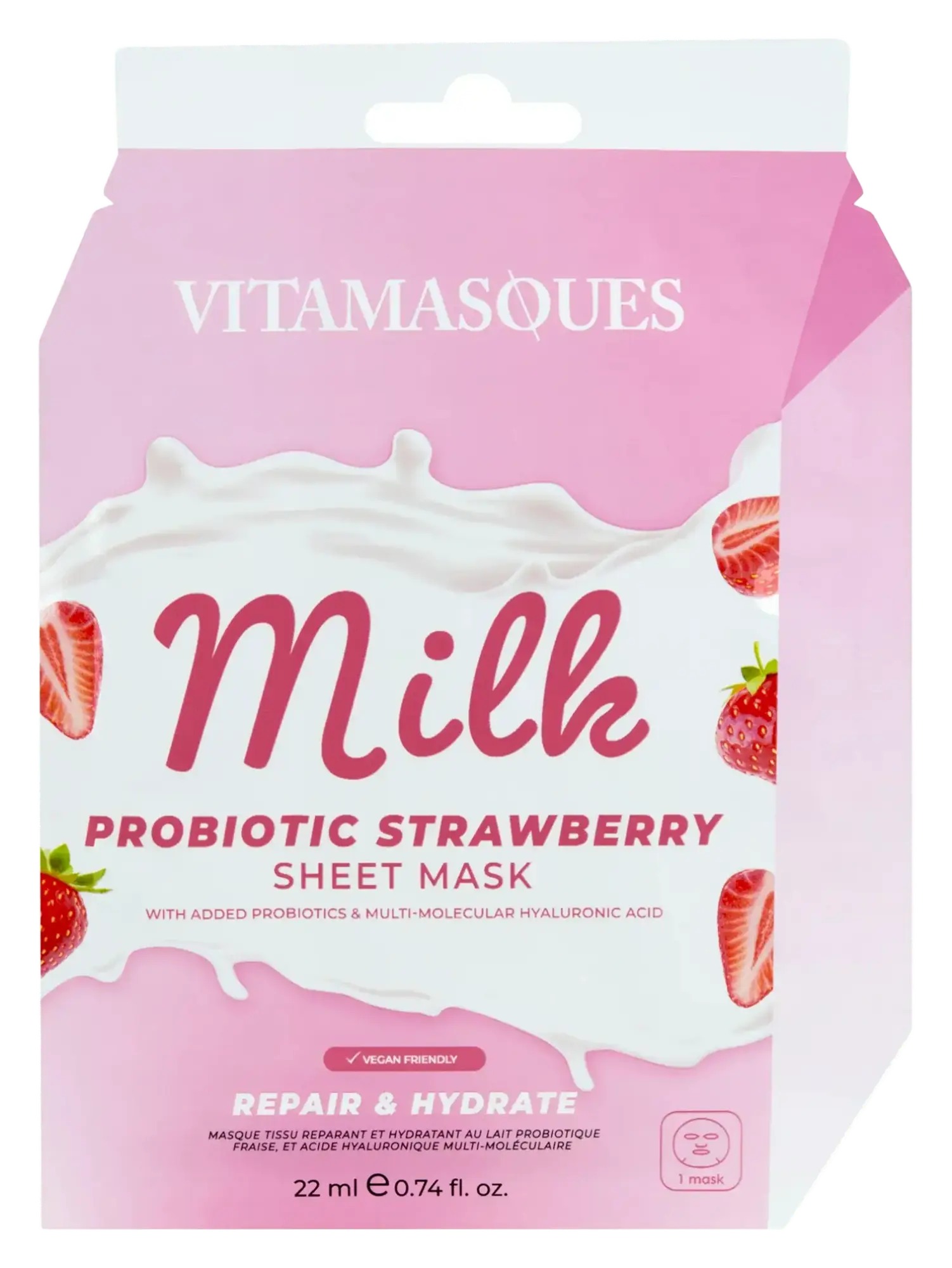 Vitamasques Probiotic Strawberry Milk Sheet Mask
